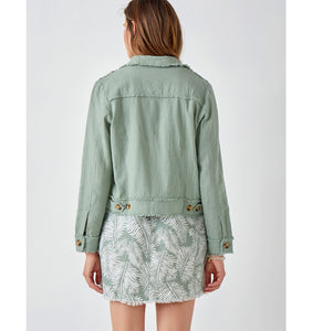 Relaxed Linen-Blend Jacket, Sage