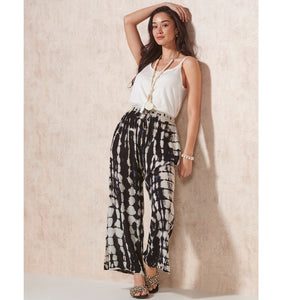 Flowy Tie-Dye Pant, Black & White