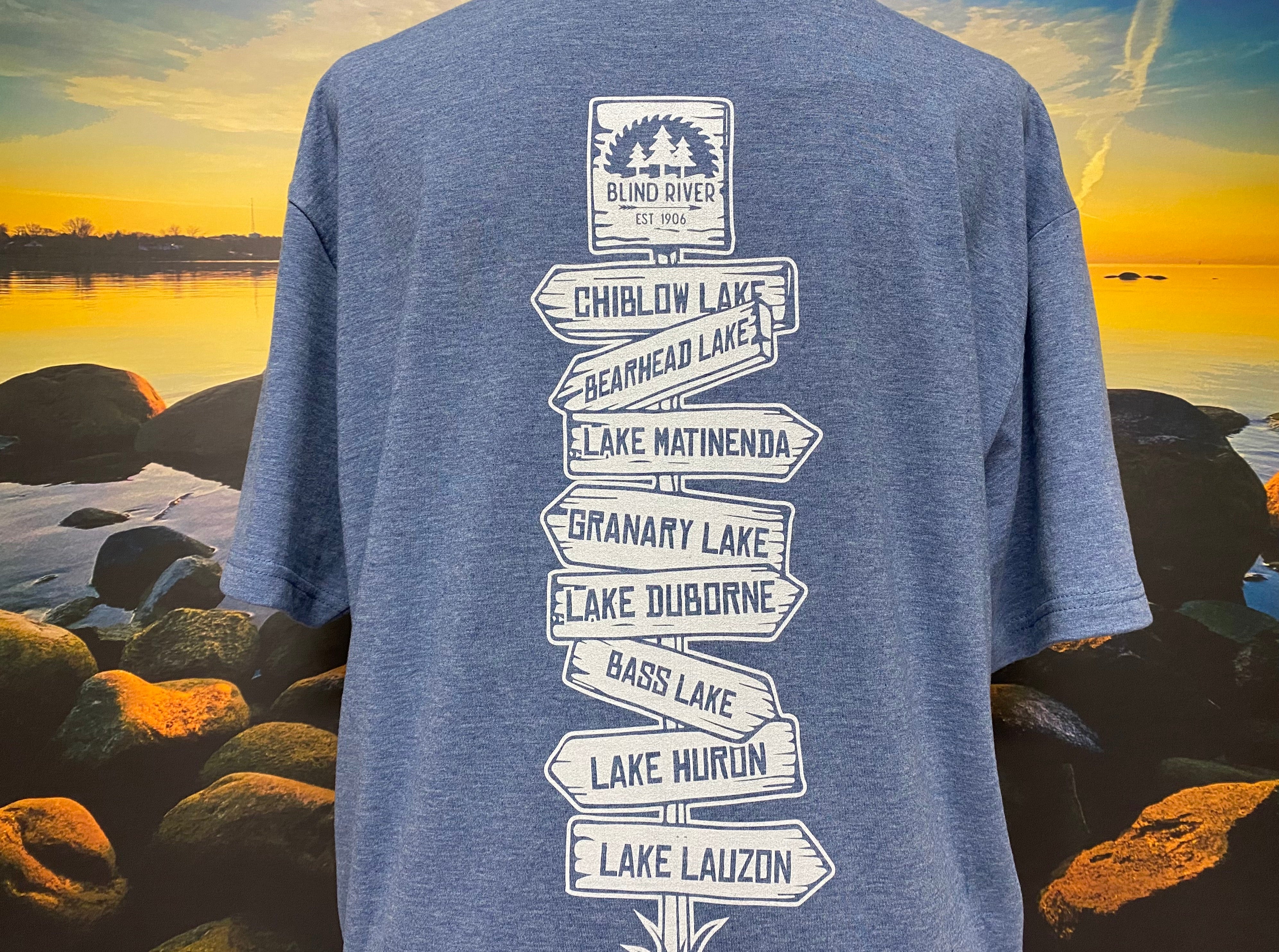 Blind River Lake Signpost Tee