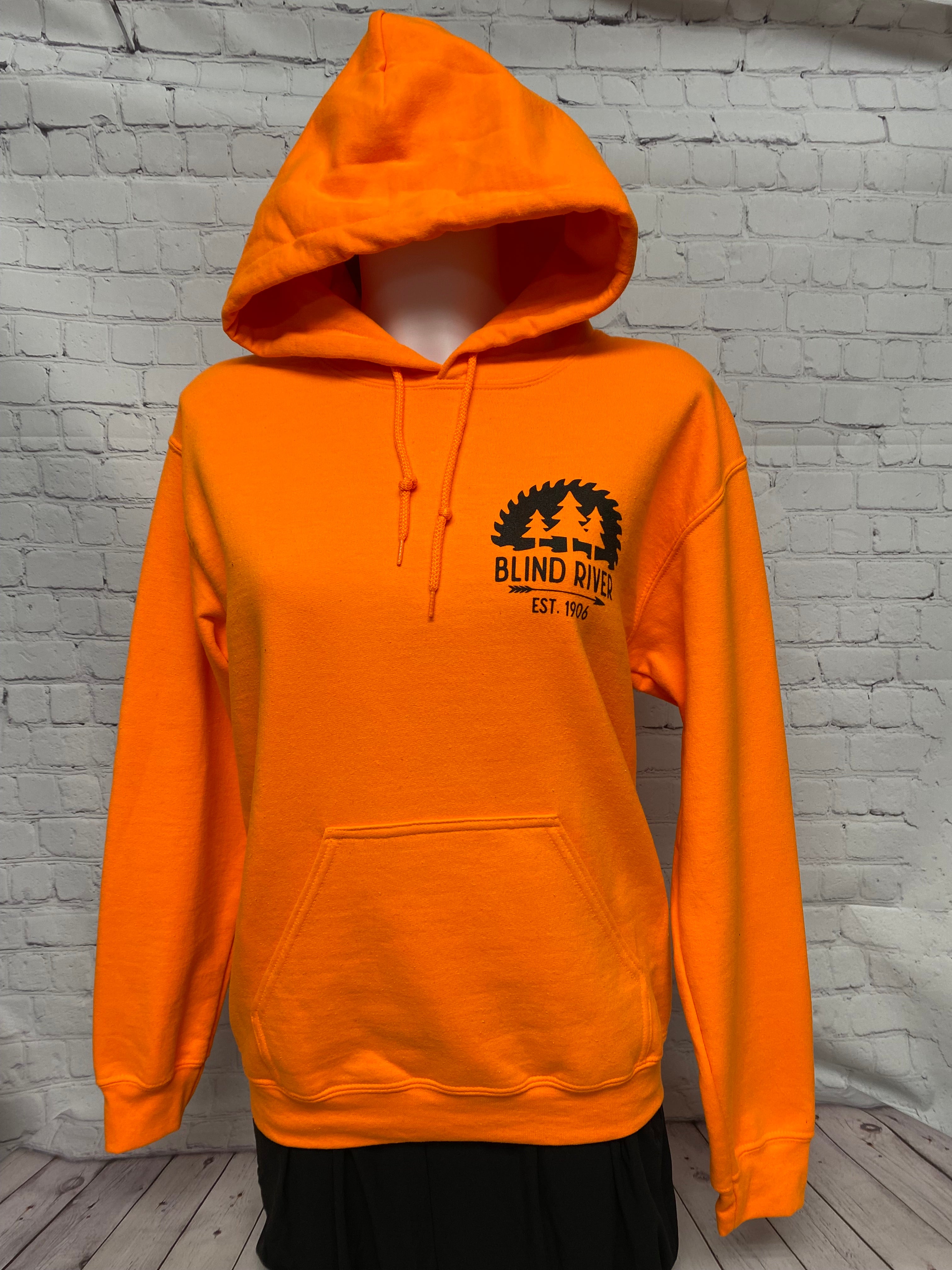 Blind River Hoodie - Hunter Orange Chest Logo