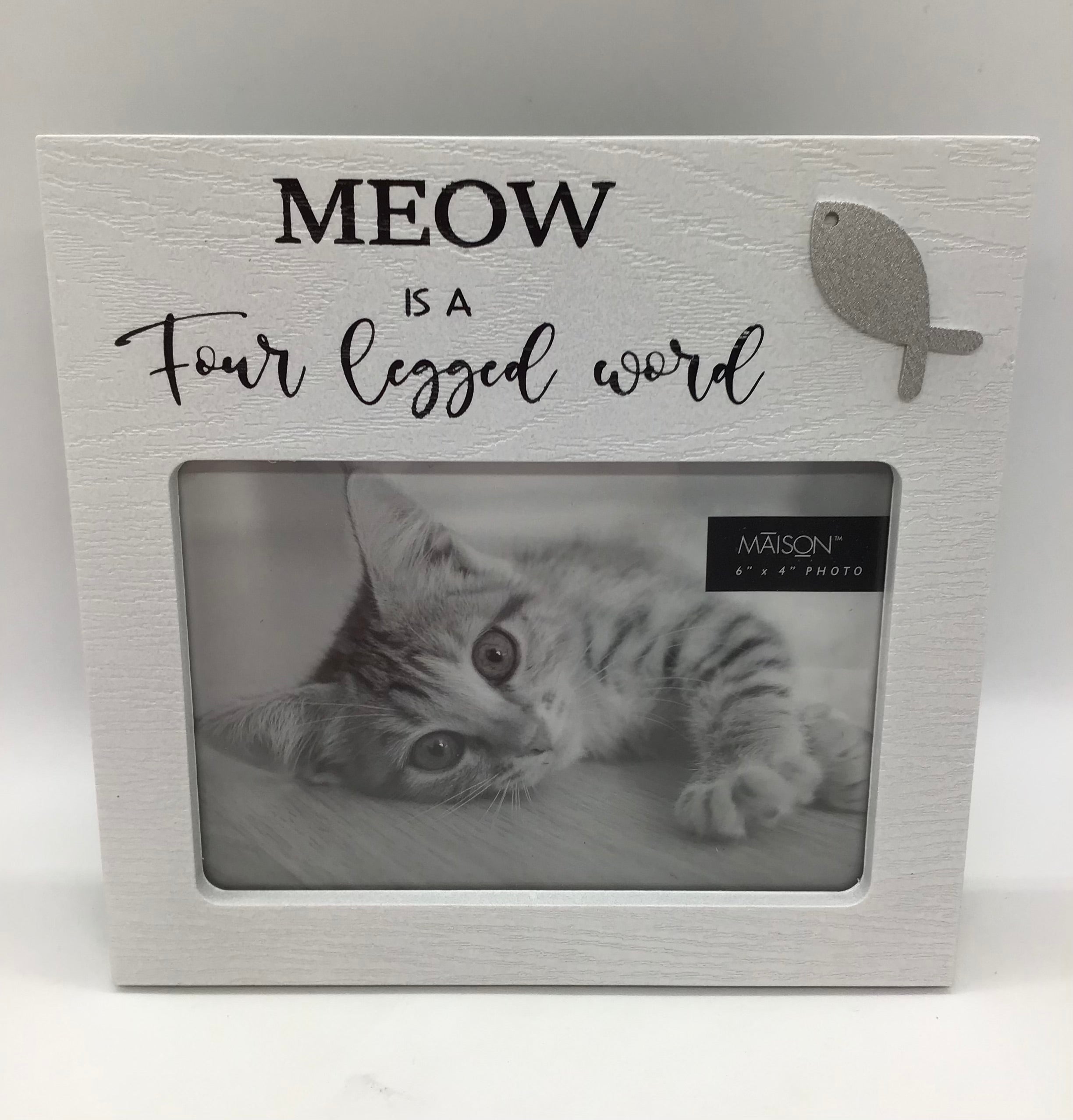 “Meow is a four legged word” Photo Frame