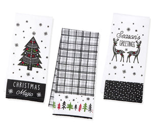 Black and White Christmas Tea Towels