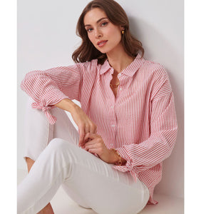Relaxed Sear Sucker Shirt - Red