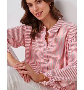 Relaxed Sear Sucker Shirt - Red