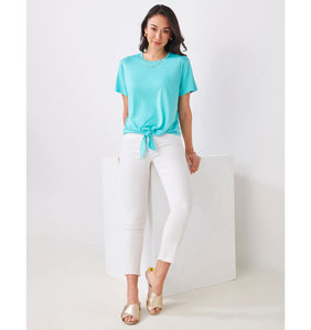 Viscose Tie Front Top - Aqua