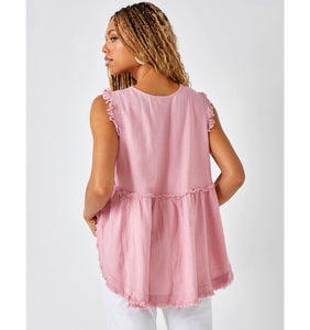 Sleeveless Linen Blend Swing Top - Dusty Rose