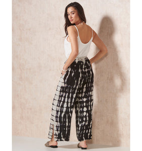 Flowy Tie-Dye Pant, Black & White