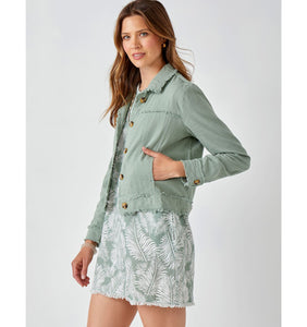 Relaxed Linen-Blend Jacket, Sage