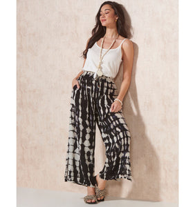 Flowy Tie-Dye Pant, Black & White