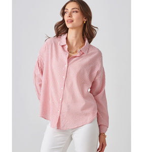 Relaxed Sear Sucker Shirt - Red
