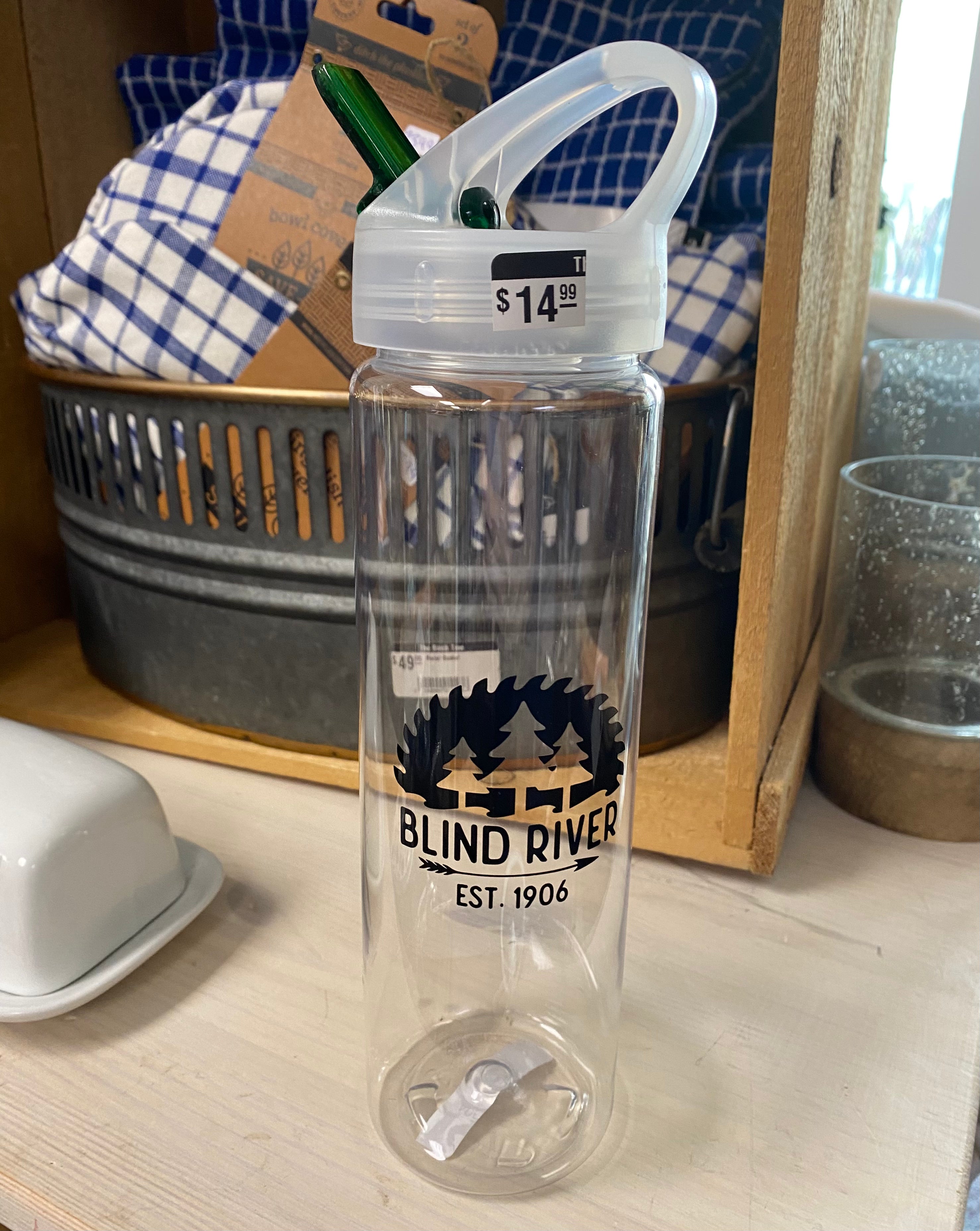 Blind River Clear Water Bottle with Flip Spout