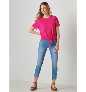 Viscose Tie Front Top - Hot Pink