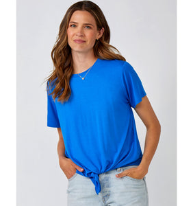 Viscose Tie Front Top - Cobalt Blue