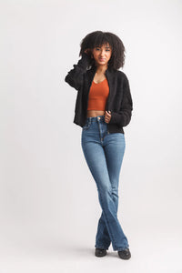Full Zip Rib Detailed Jacket