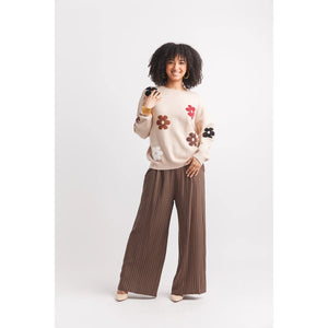 Beige Daisy Knit Sweater